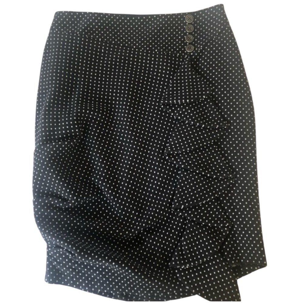Eva Franco Black & White polka dot skirt wool & cotton blend USA made Size 4